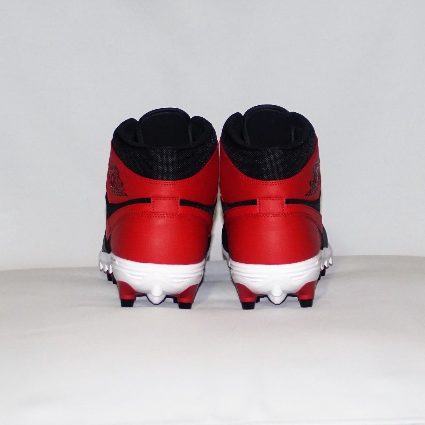 AIR JORDAN 1 MID Black/Red "Bred" Football Cleat - NEW in Box