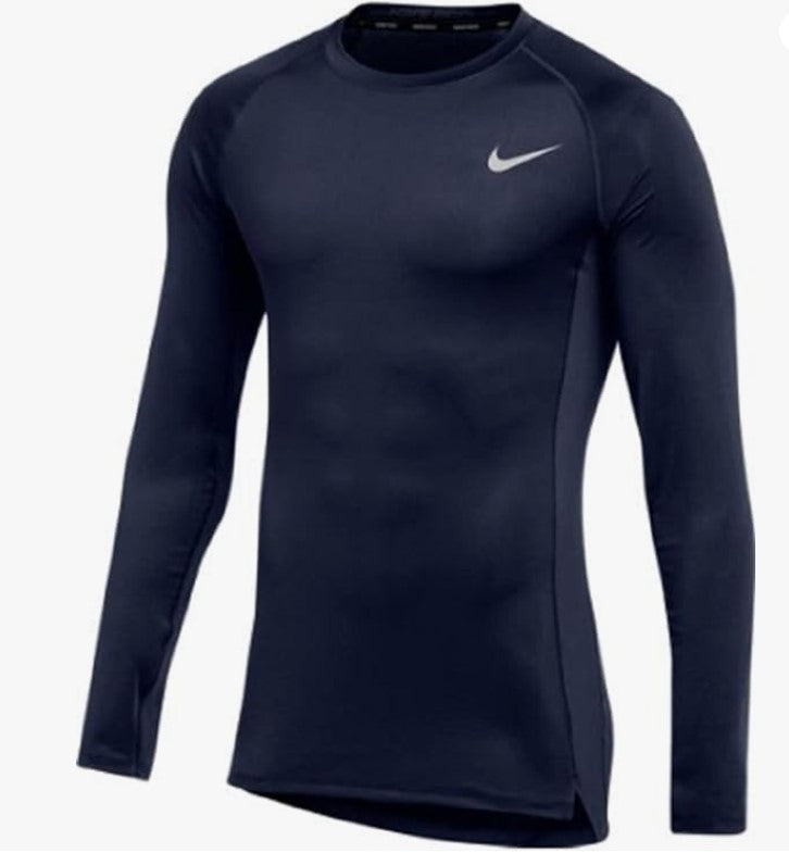 NIKE PRO with DRI-FIT Technology Long Sleeve Compression Shirt - Navy